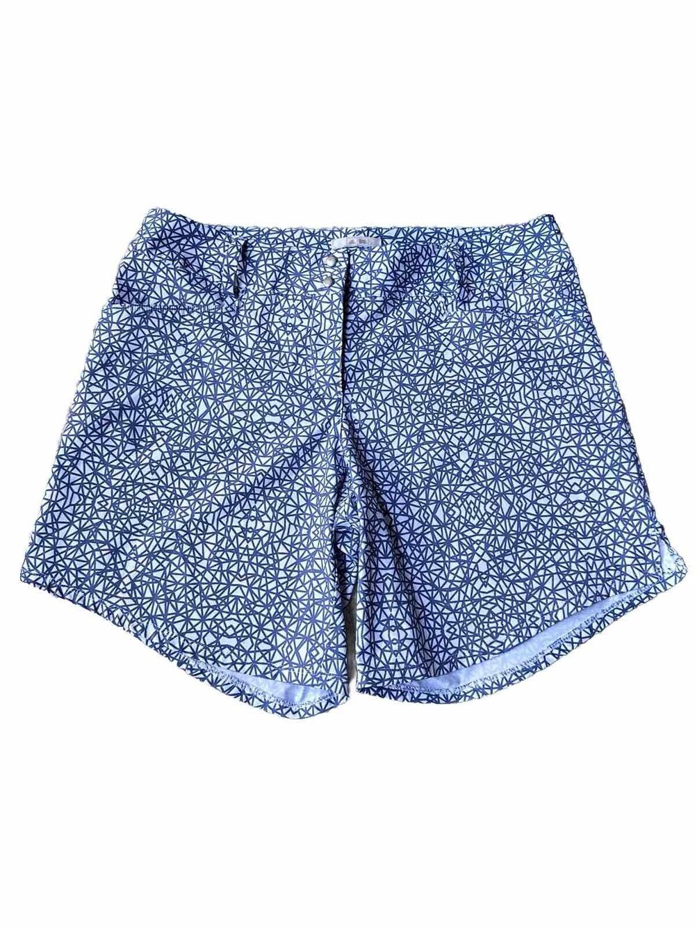 Adidas Golf Shorts Womens 6 Blue Geometric Print Stretch Performance 7" Inseam